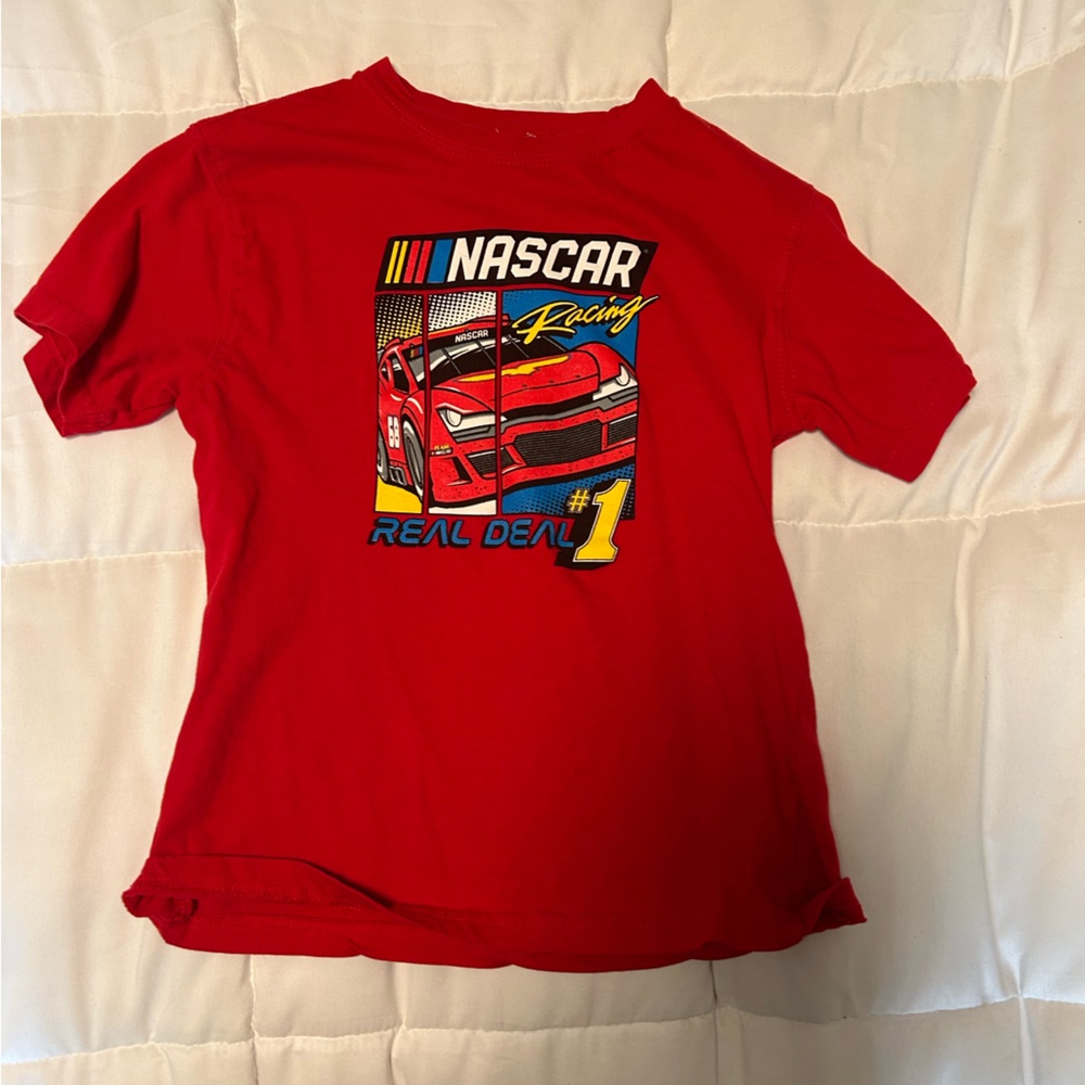 Nascar Red Short Sleeve Tee with Graphic Design